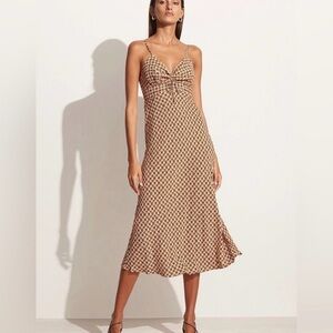 Faithfull the Brand Tan Geometric Midi Dress